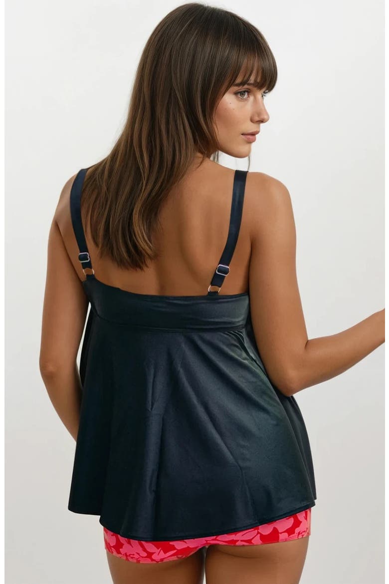Amber Flared Tankini Swim Top With Adjustable Straps and Removable Cups, Alternate, color, Black