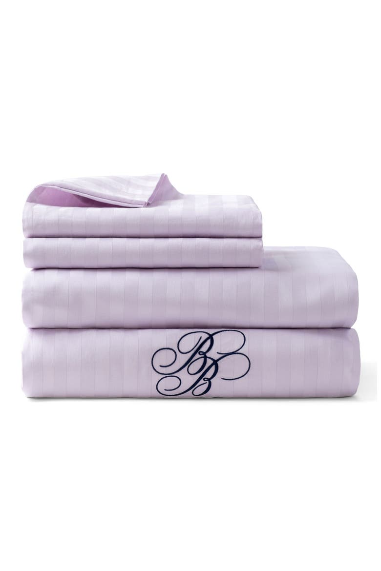 Sateen Stripe 4-Piece Sheet Set, Main, color, LILAC