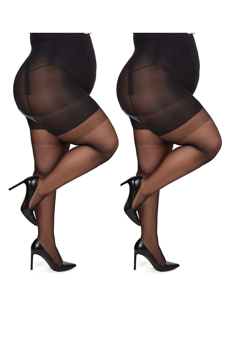 MeMoi 2-Pack Body Shaper High Waist Tights, Main, color, Black