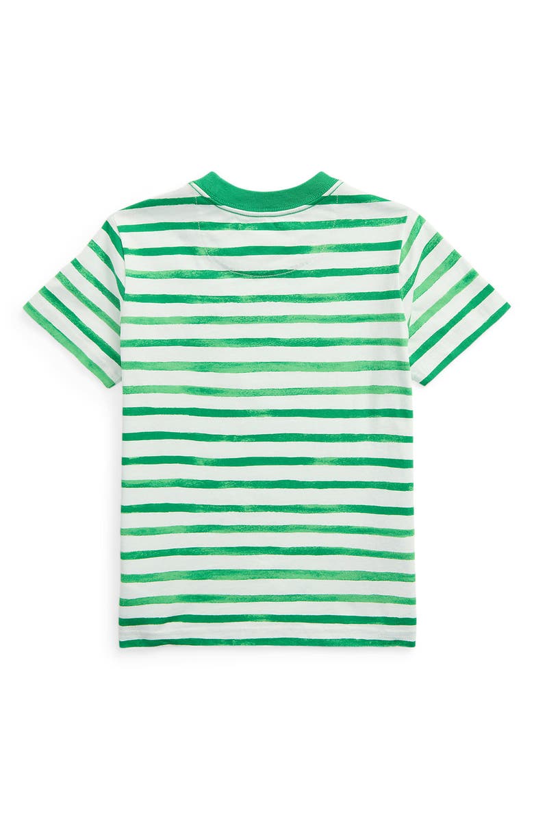 Polo Ralph Lauren Kids' Stripe Cotton T-Shirt, Alternate, color, Green Mult