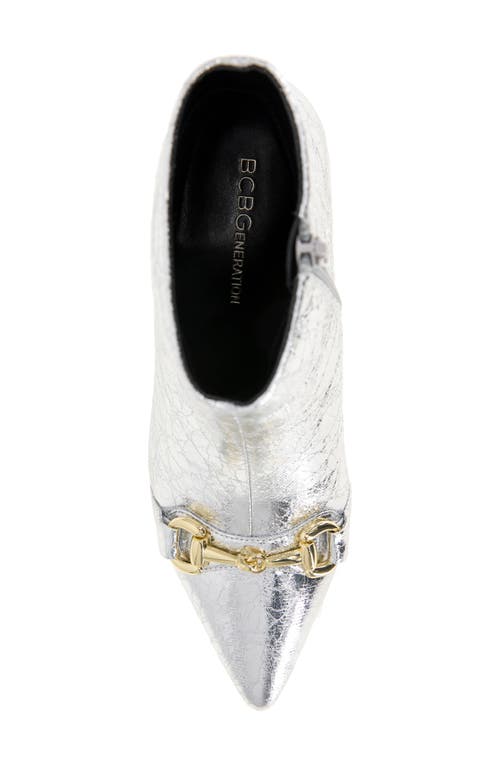 Bcbg Darmena Pointed Toe Kitten Heel Bootie In Silver