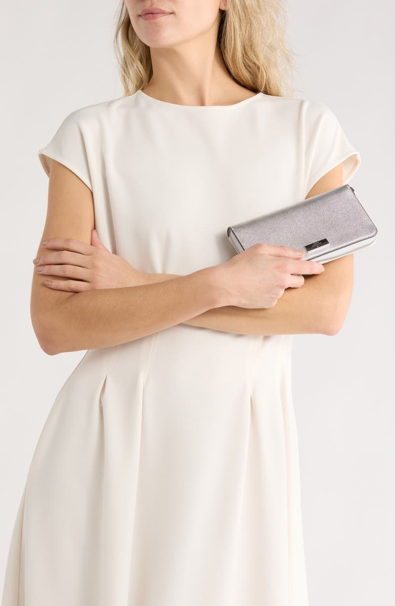 Kate Spade New York kenzie metallic leather wallet, Alternate, color, Lunar Light