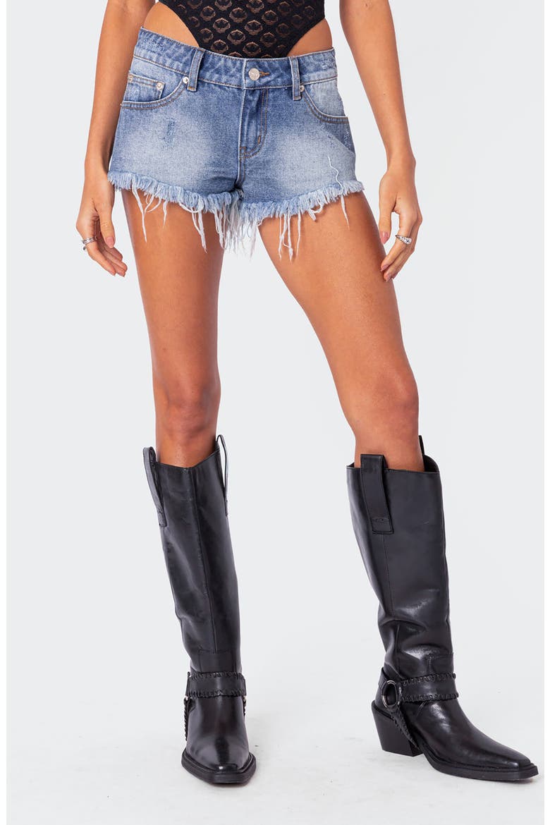 Erika Denim Cutoff Shorts, Main, color, BLUE