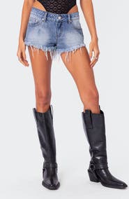 EDIKTED Erika Denim Cutoff Shorts
