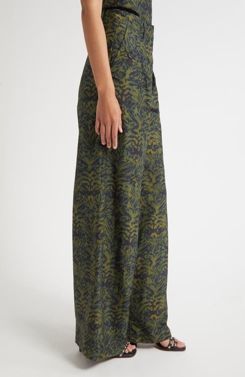 Ulla Johnson Charlie Print Wide Leg Pants In Green