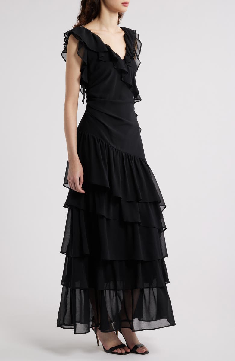 Chelsea28 Cap Sleeve Cascading Ruffle Gown, Alternate, color, 