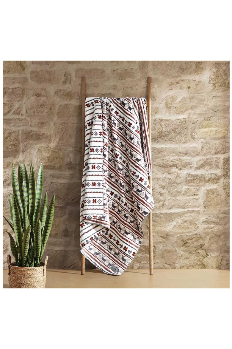 Flying Fish Reversible Flannel Blanket, Alternate, color, LIGHT BEIGE