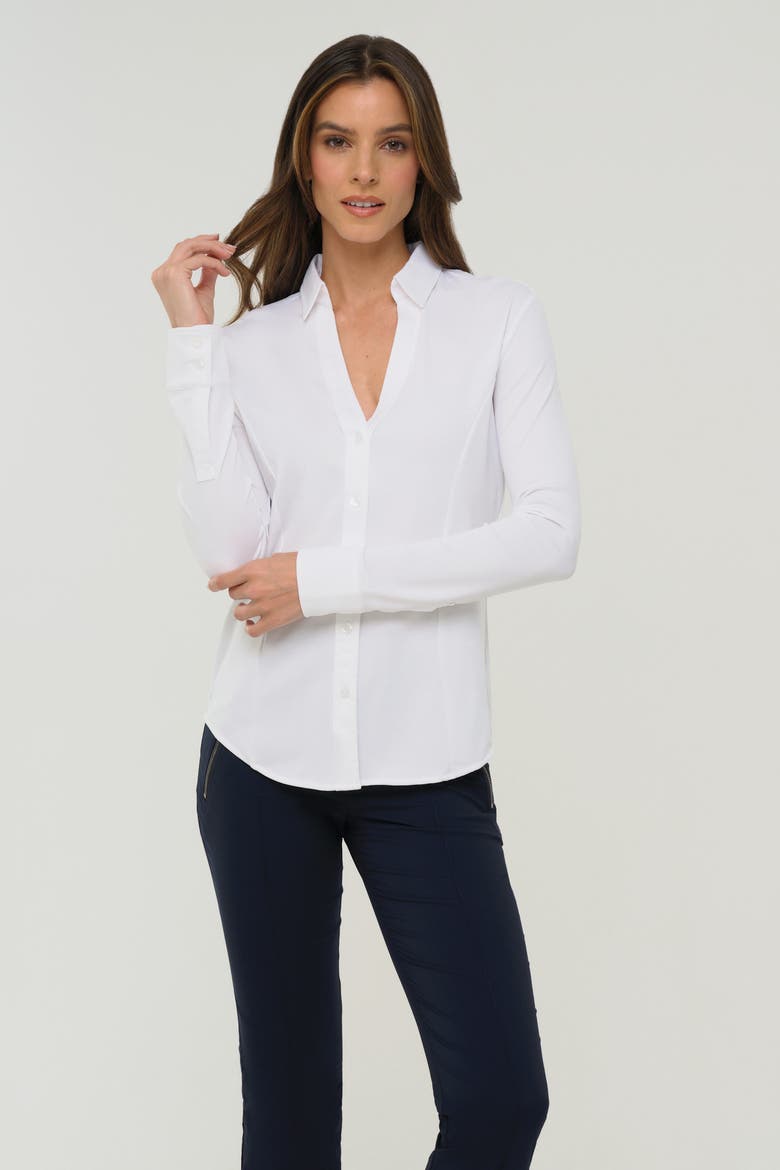 Nikki Longsleeve Pique Shirt, Main, color, White