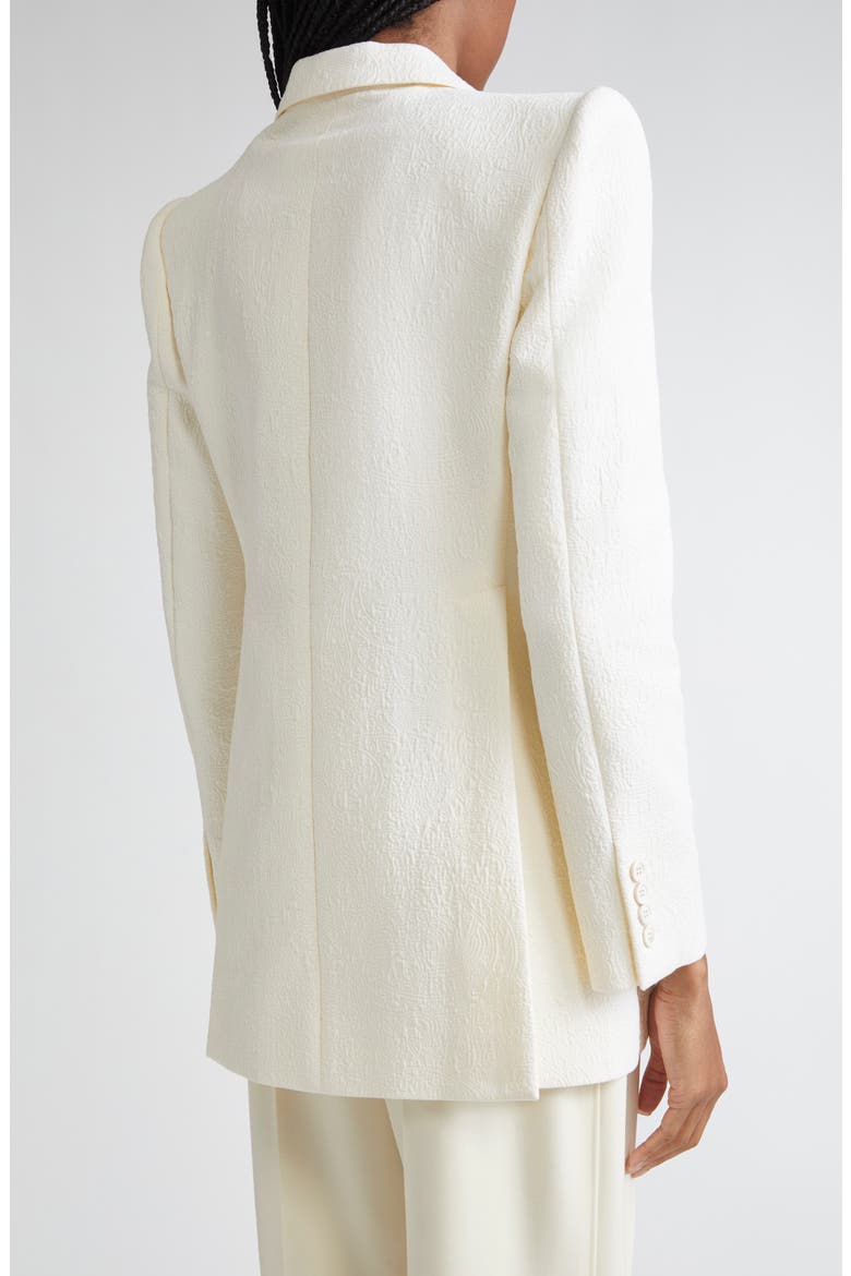 Boxy Jacquard Double Breasted Cotton Blend Jacket, Alternate, color, COCONUT MILK