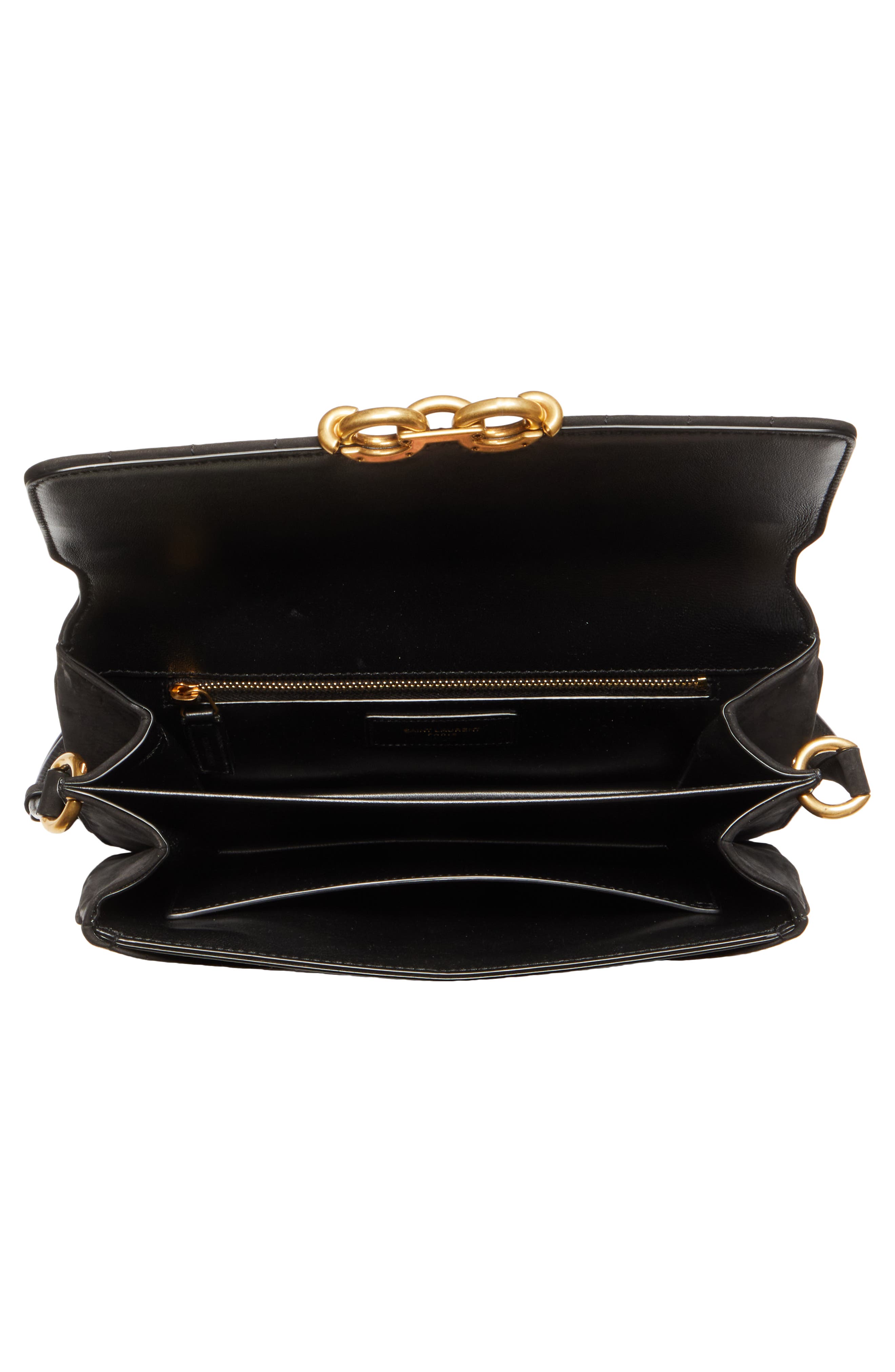 Le Maillon Quilted Nubuck Leather Shoulder Bag, Alternate, color, NOIR