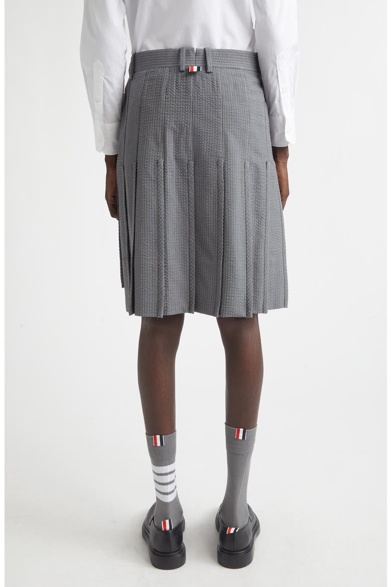 Pleated Low Rise Wool Seersucker Skirt, Alternate, color, LIGHT GREY