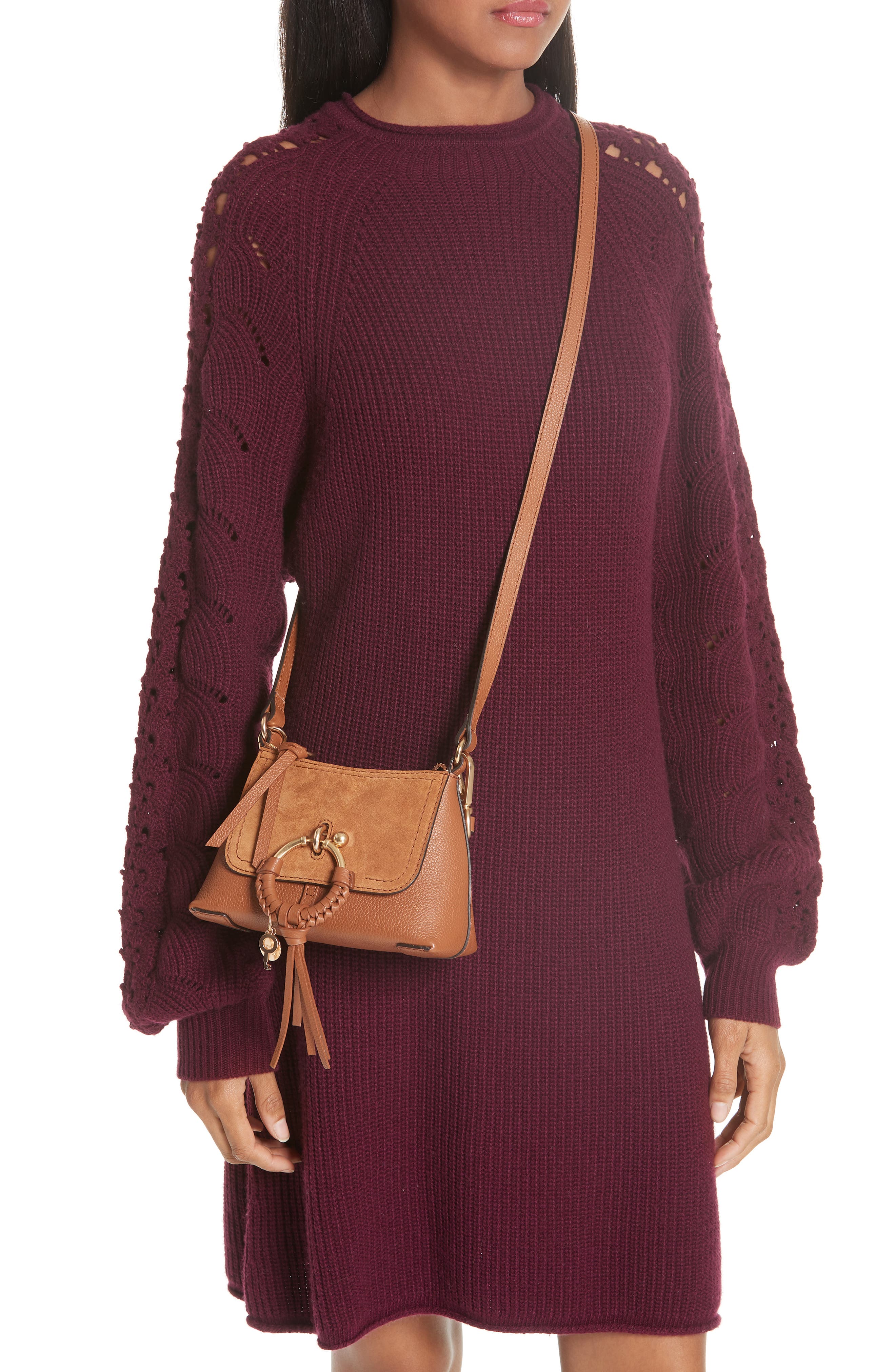 Mini Joan Leather Crossbody Bag, Alternate, color, CARAMELLO