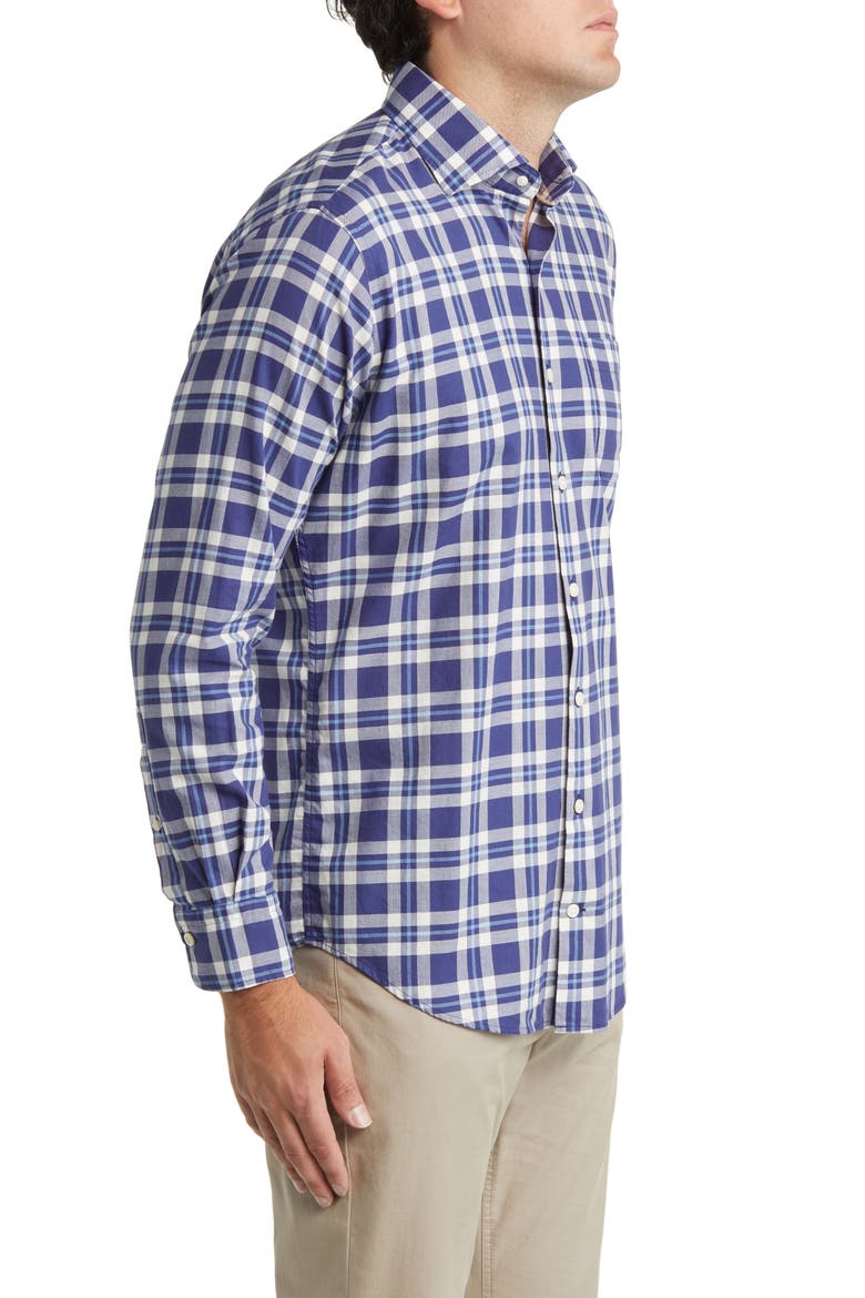 Truett Plaid Soft Cotton Button-Up Shirt, Alternate, color, NAVY