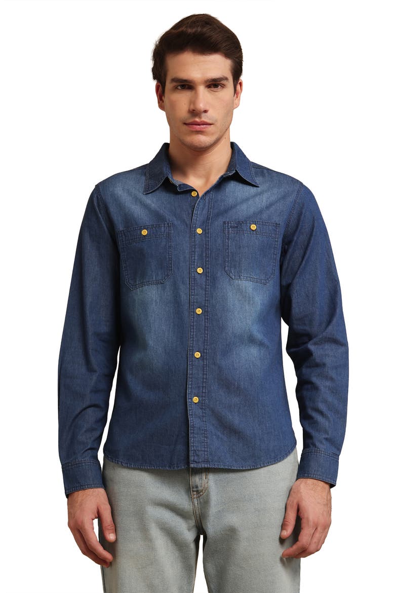 Men's Denim Shirt, Main, color, Dark Indigo
