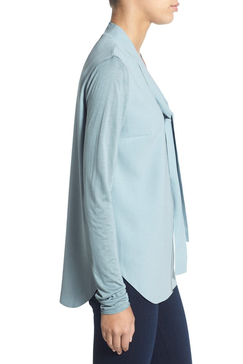 'Roma' Mixed Media Tie Neck Blouse, Alternate, color, GUST