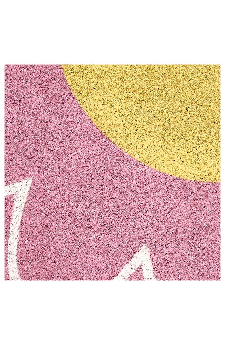 mDesign Daisy Half-Circle Coir Doormat - Large Welcome Mat for Front Door, Pink, Alternate, color, Pink