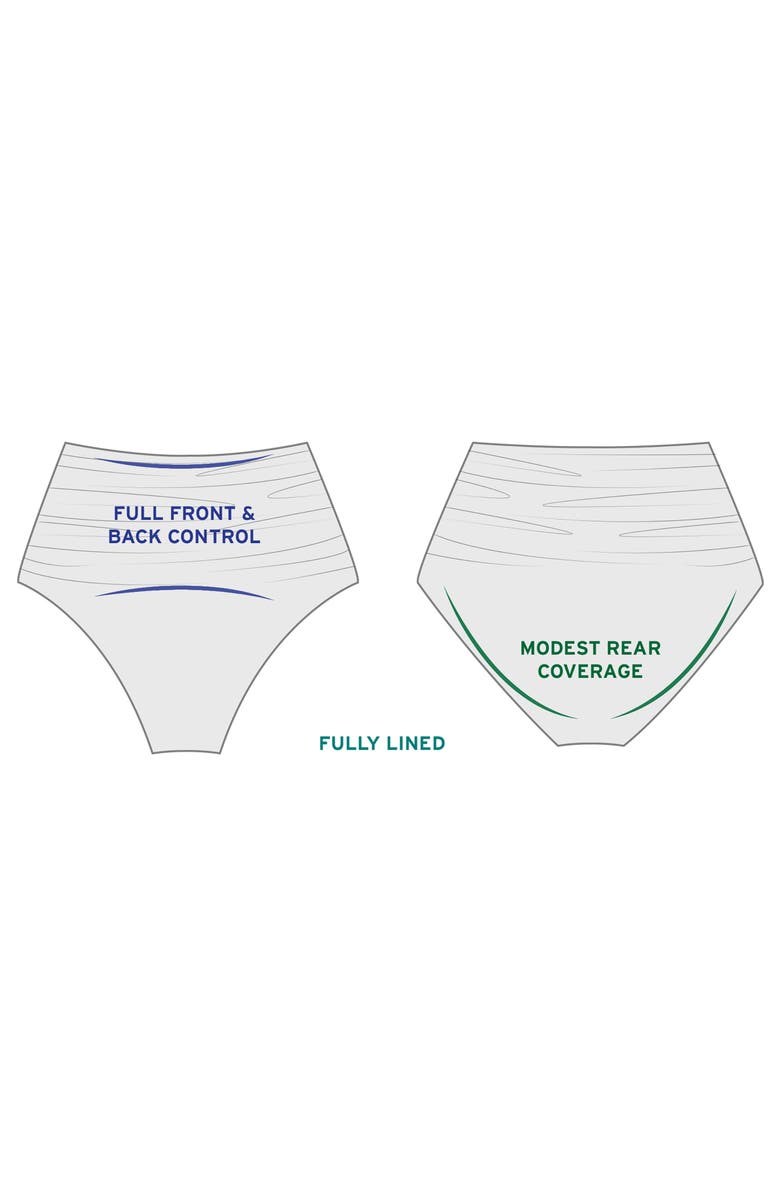 Trimshaper High Waist Shirred Plus Size Control Swim Brief, Alternate, color, Black