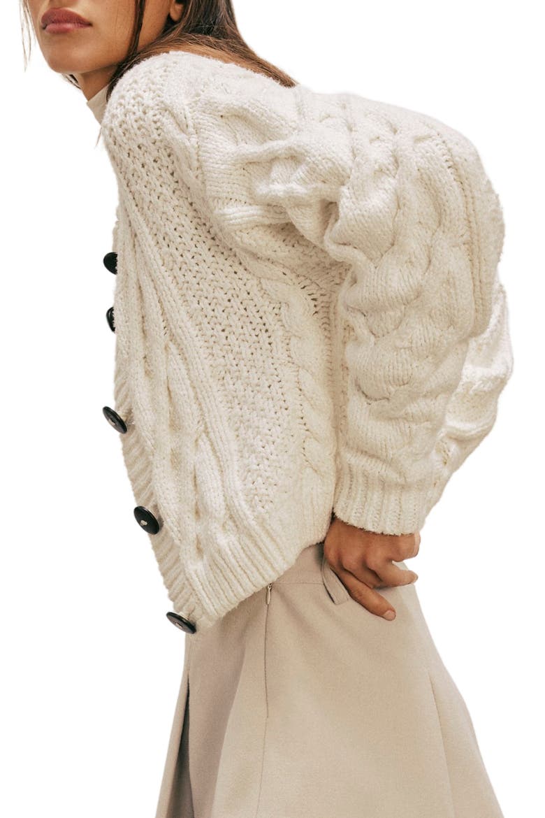Bonfire Cable Knit Cardigan, Alternate, color, OPTIC WHITE