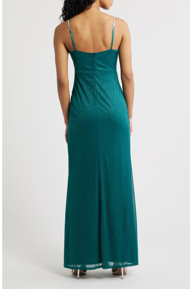 Metallic Rhinestone Strap Gown, Alternate, color, HUNTER