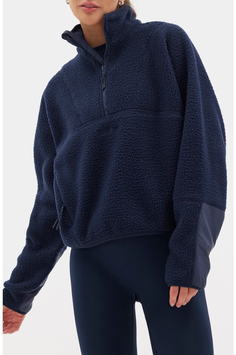 Pieper Water Repellent Recycled Polyester Fleece Quarter Zip Top, Main, color, NAVY