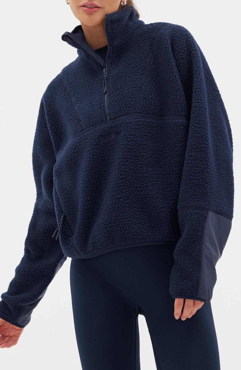 Halfdays Pieper Water Repellent Recycled Polyester Fleece Quarter Zip Top, Main, color, Navy