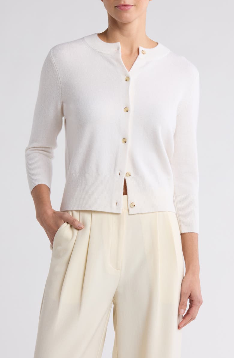 Vince Wool Blend Shrunken Cardigan, Main, color, Off White