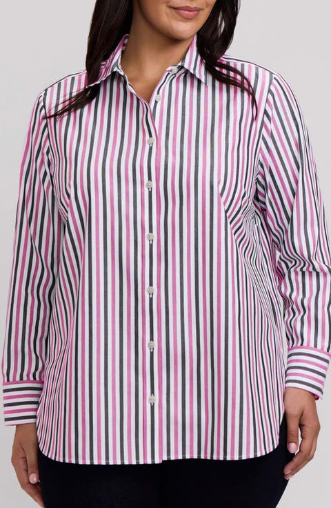 Meghan Stripe Cotton Button-Up Shirt
