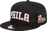 New Era Men's New Era Black Philadelphia 76ers Post-Up Pin Mesh 9FIFTY Snapback Hat