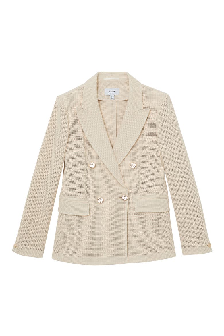 Fiore Open Stitch Cotton Blend Blazer, Alternate, color, CREAM