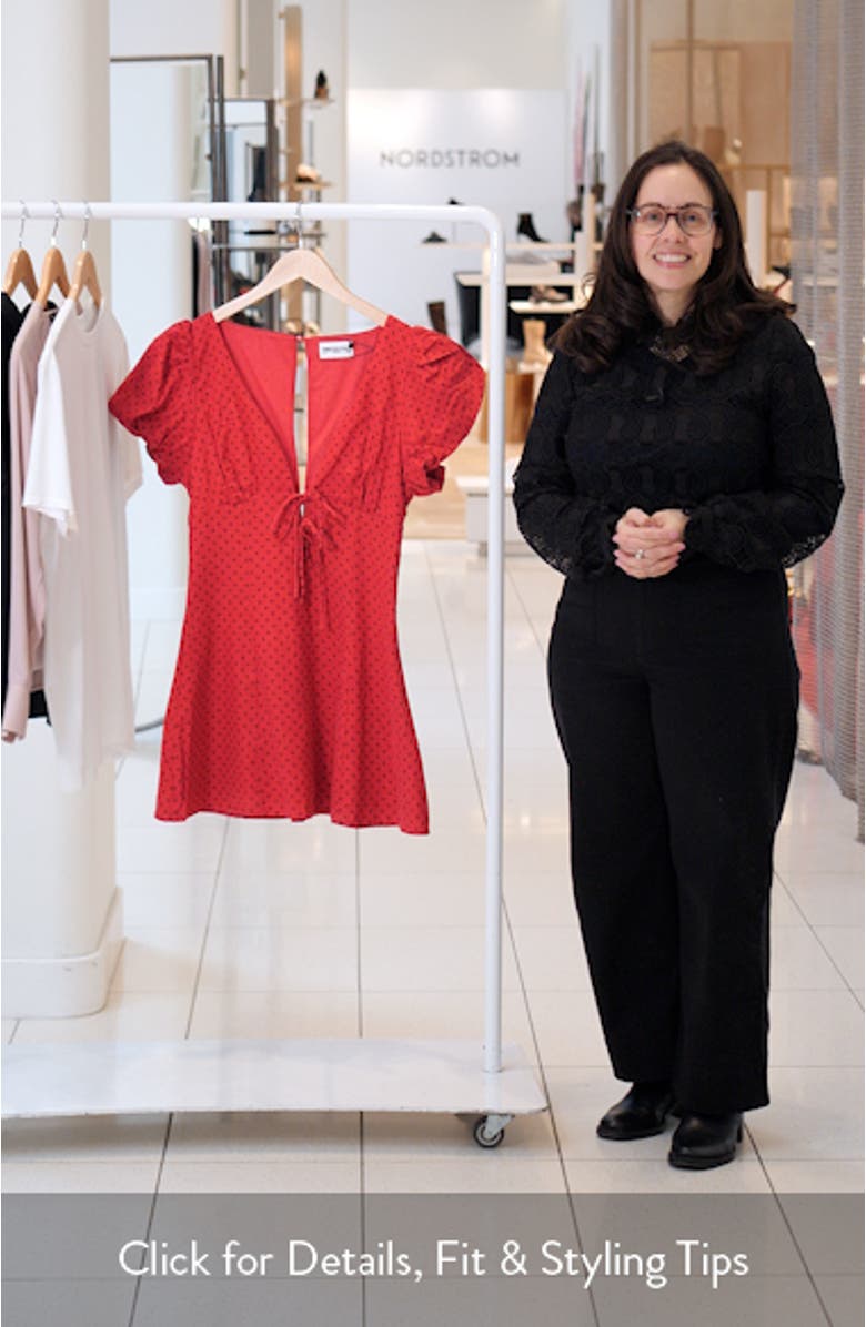 Beloved Polka Dot Puff Sleeve Linen Blend Minidress, sales video thumbnail