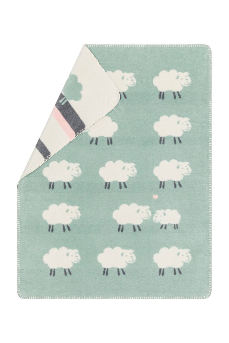 Mila Sheep Allover Baby Blanket, Main, color, Light Green