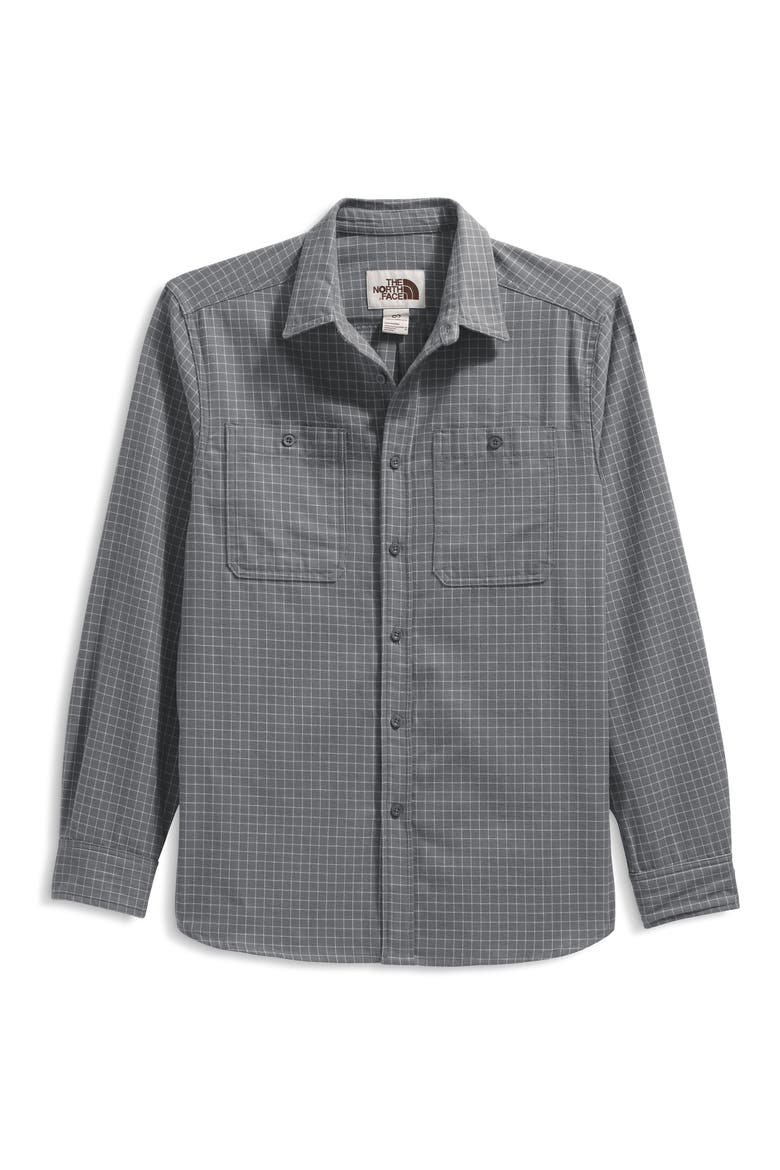 Arroyo Plaid Cotton Flannel Button-Up Shirt, Alternate, color, SMOKED PEARL GRID PLAID