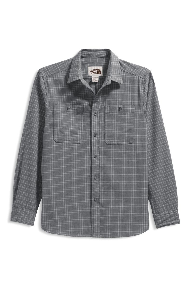 The North Face Arroyo Plaid Cotton Flannel Button-Up Shirt, Alternate, color, Smoked Pearl Grid Plaid