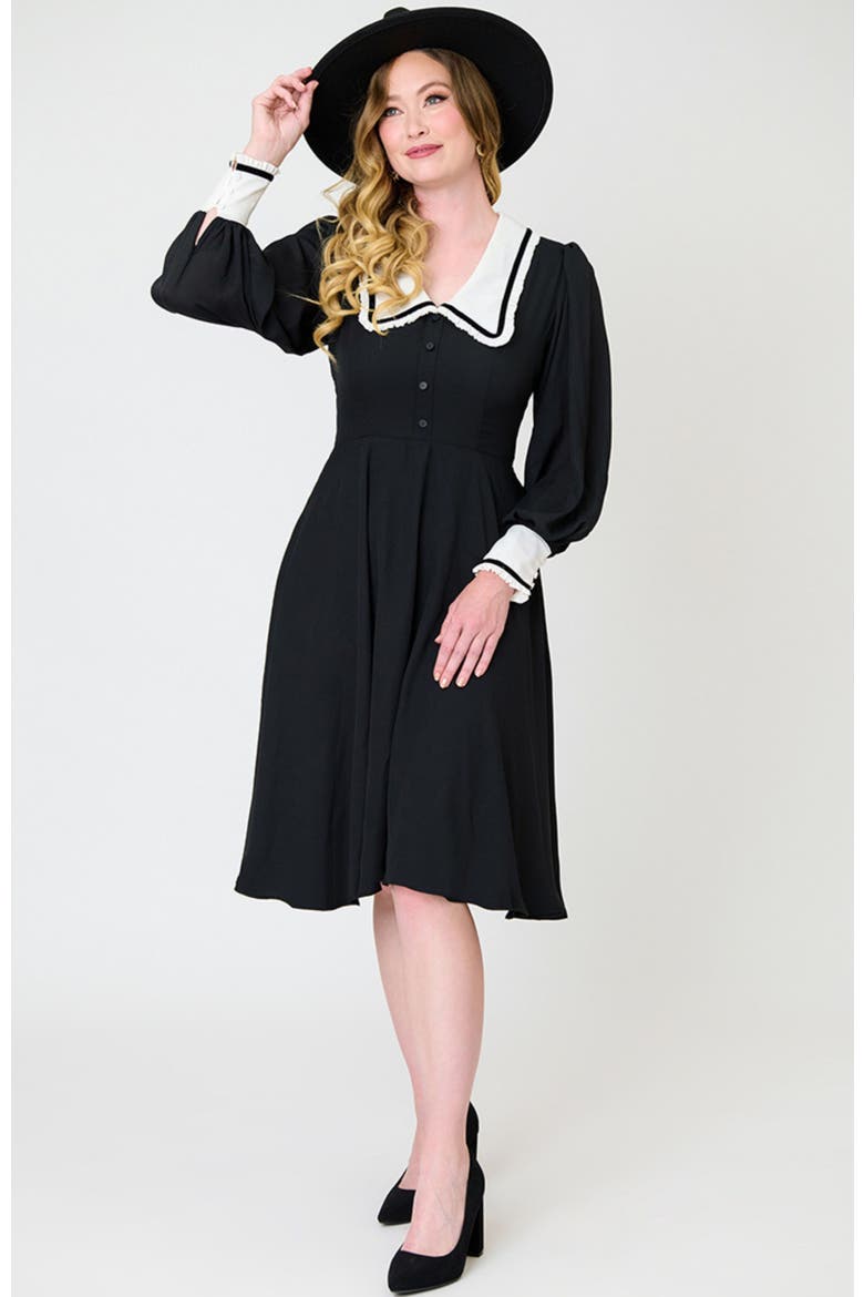 Pilgrim Collar Wendy Swing Dress, Alternate, color, Black w/ White Collar