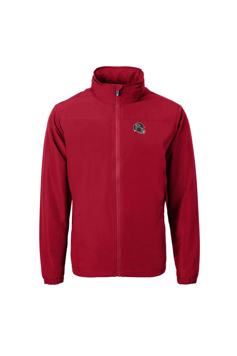 Men's Cutter & Buck  Red Atlanta Falcons Helmet Charter Eco Recycled Full-Zip Jacket, Alternate, color, Red