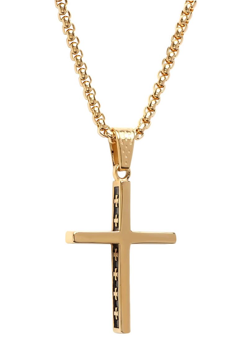 Men's 18k Gold Plated Cross Pendant Necklace, Main, color, GOLD