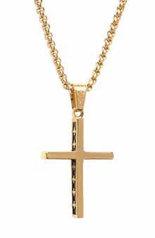 Men's 18k Gold Plated Cross Pendant Necklace