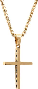 STEELTIME Men's 18k Gold Plated Cross Pendant Necklace