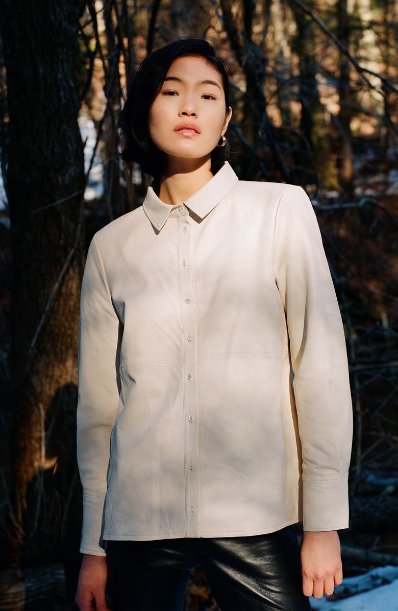 AS by DF Cindy Recycled Leather Shirt Jacket, Alternate, color,