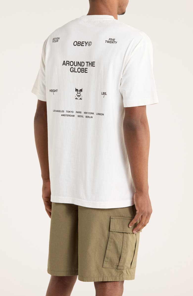 Obey Around the Globe Graphic T-Shirt, Alternate, color, Pigment Vintage White
