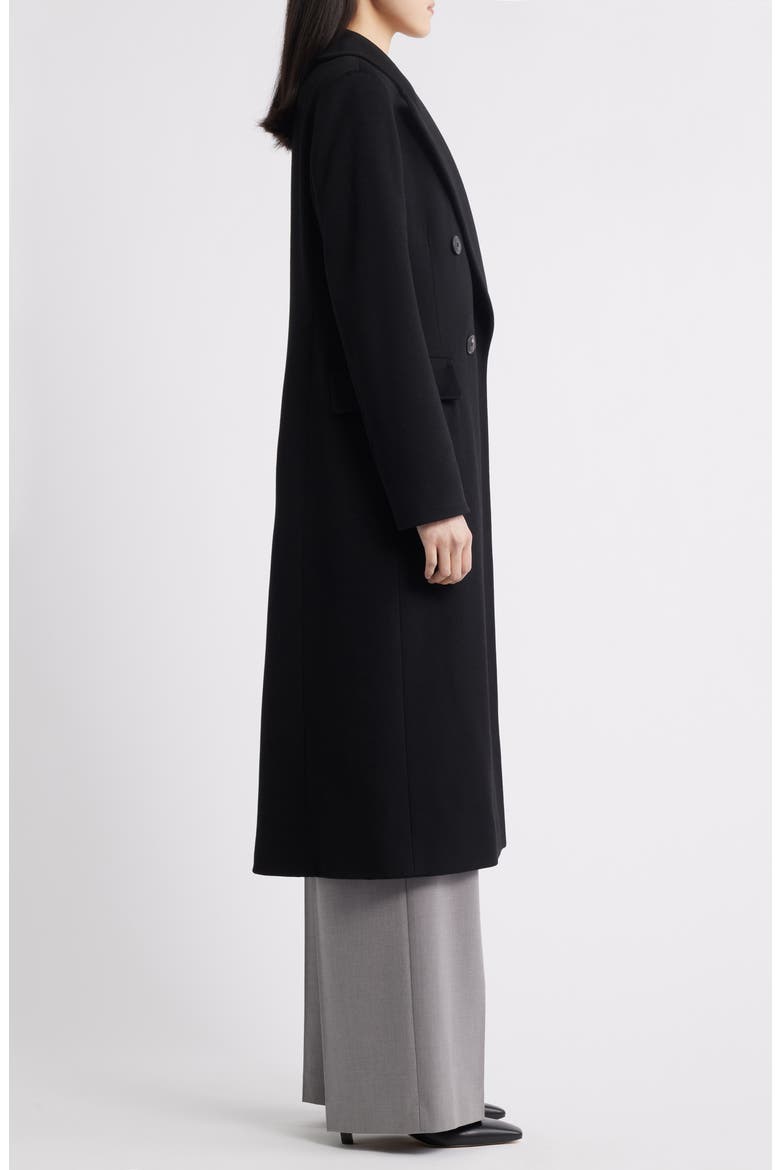 MAXI Loro Piana Cashmere & Wool Double Breasted Coat, Alternate, color, BLACK