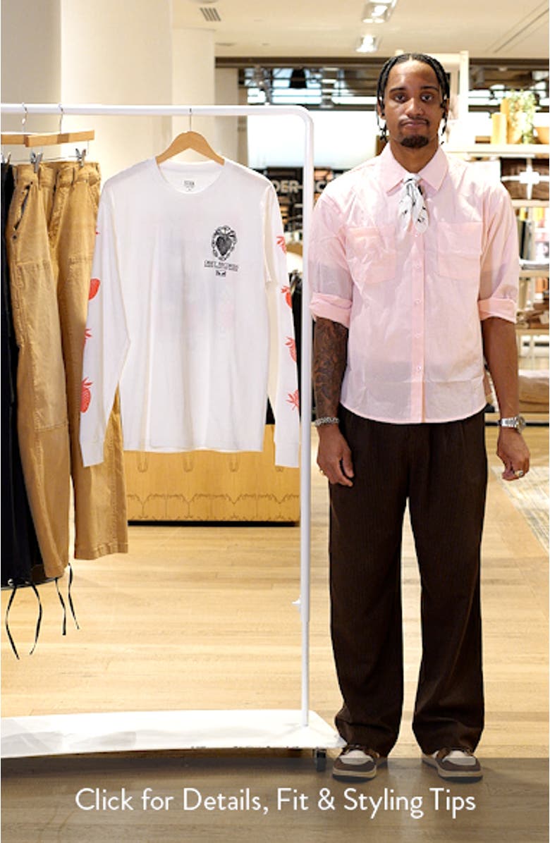Strawberry Garden Long Sleeve Cotton Graphic T-Shirt, sales video thumbnail