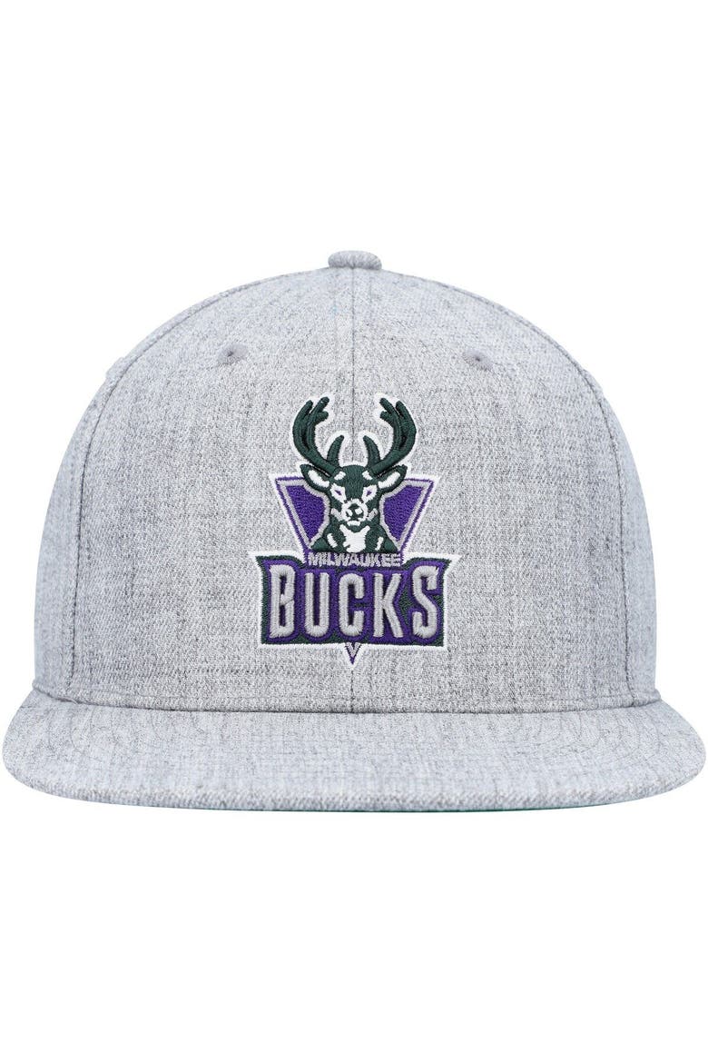 Men's Mitchell & Ness Heather Gray Milwaukee Bucks Hardwood Classics 2.0 Snapback Hat, Alternate, color, Heather Gray