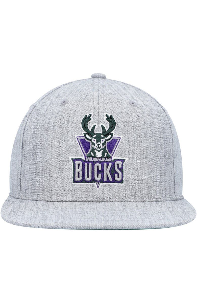 Mitchell & Ness Men's Mitchell & Ness Heather Gray Milwaukee Bucks Hardwood Classics 2.0 Snapback Hat, Alternate, color, Heather Gray