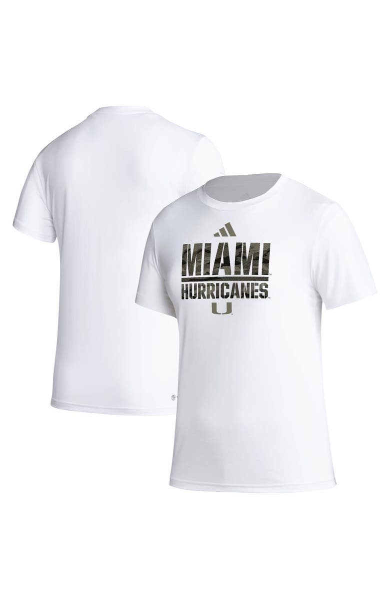 adidas Women's adidas White Miami Hurricanes AEROREADY Military Appreciation Pregame T-Shirt, Main, color, White