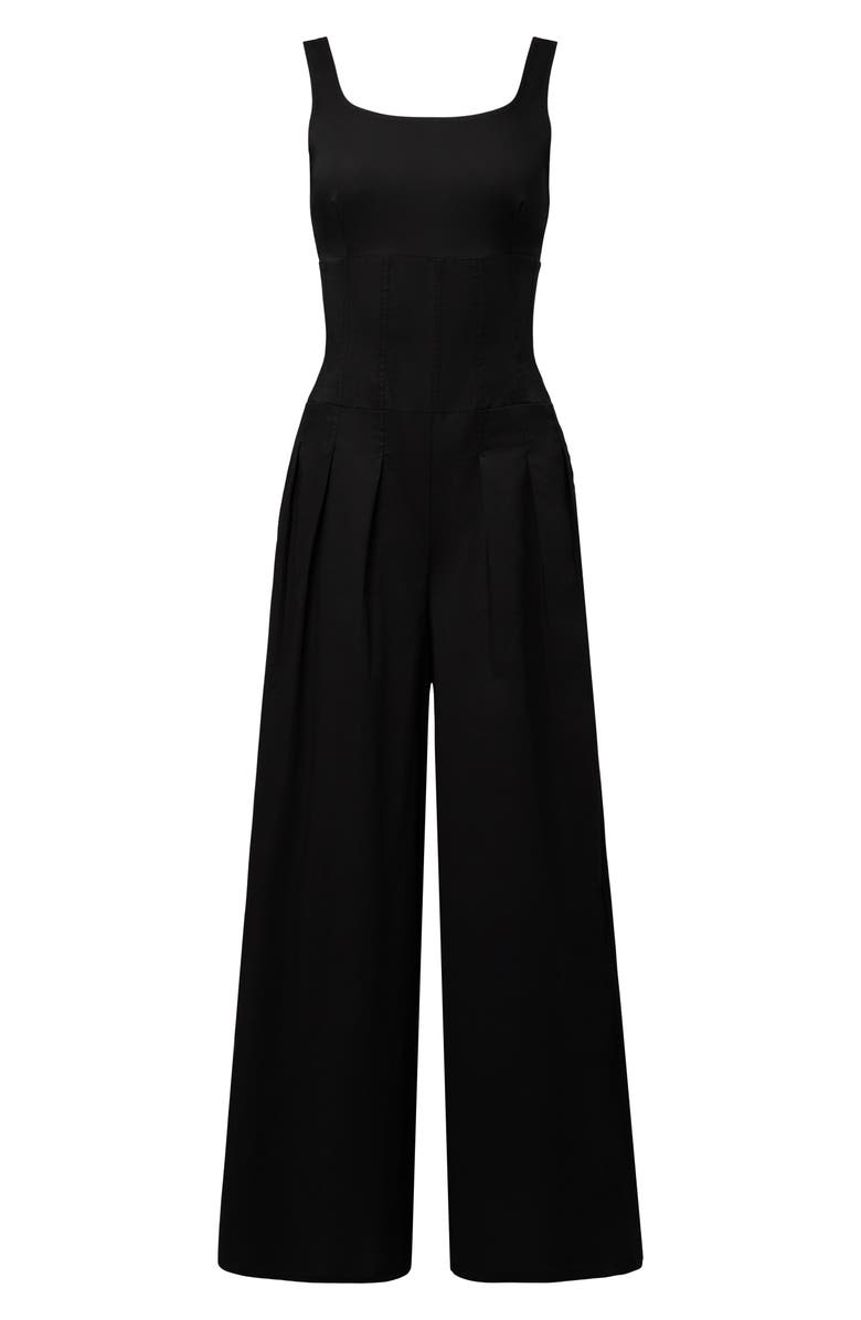 WeWoreWhat Pleated Wide Leg Jumpsuit, Alternate, color, Black