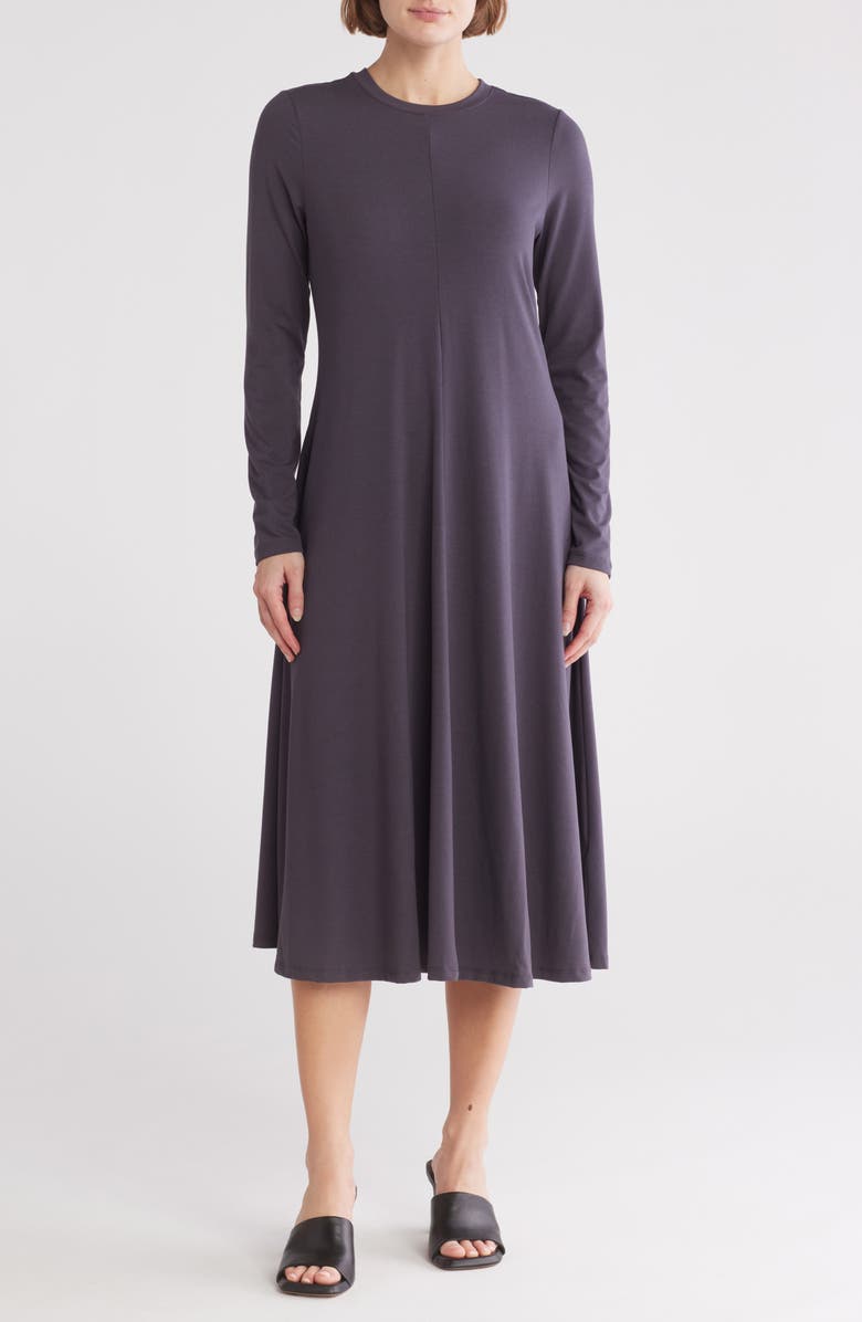 NORDSTROM RACK Knit Long Sleeve A-Line Dress, Main, color, Grey Stonehenge