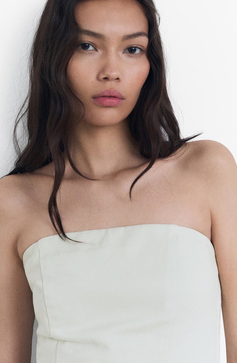 MANGO Strapless Flared Top, Alternate, color, Pastel Green