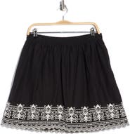 MAX STUDIO Embroidered Hem Cotton Pull-On Skirt