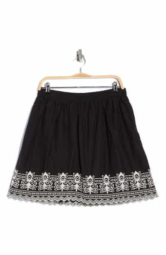 MAX STUDIO Embroidered Hem Cotton Pull-On Skirt